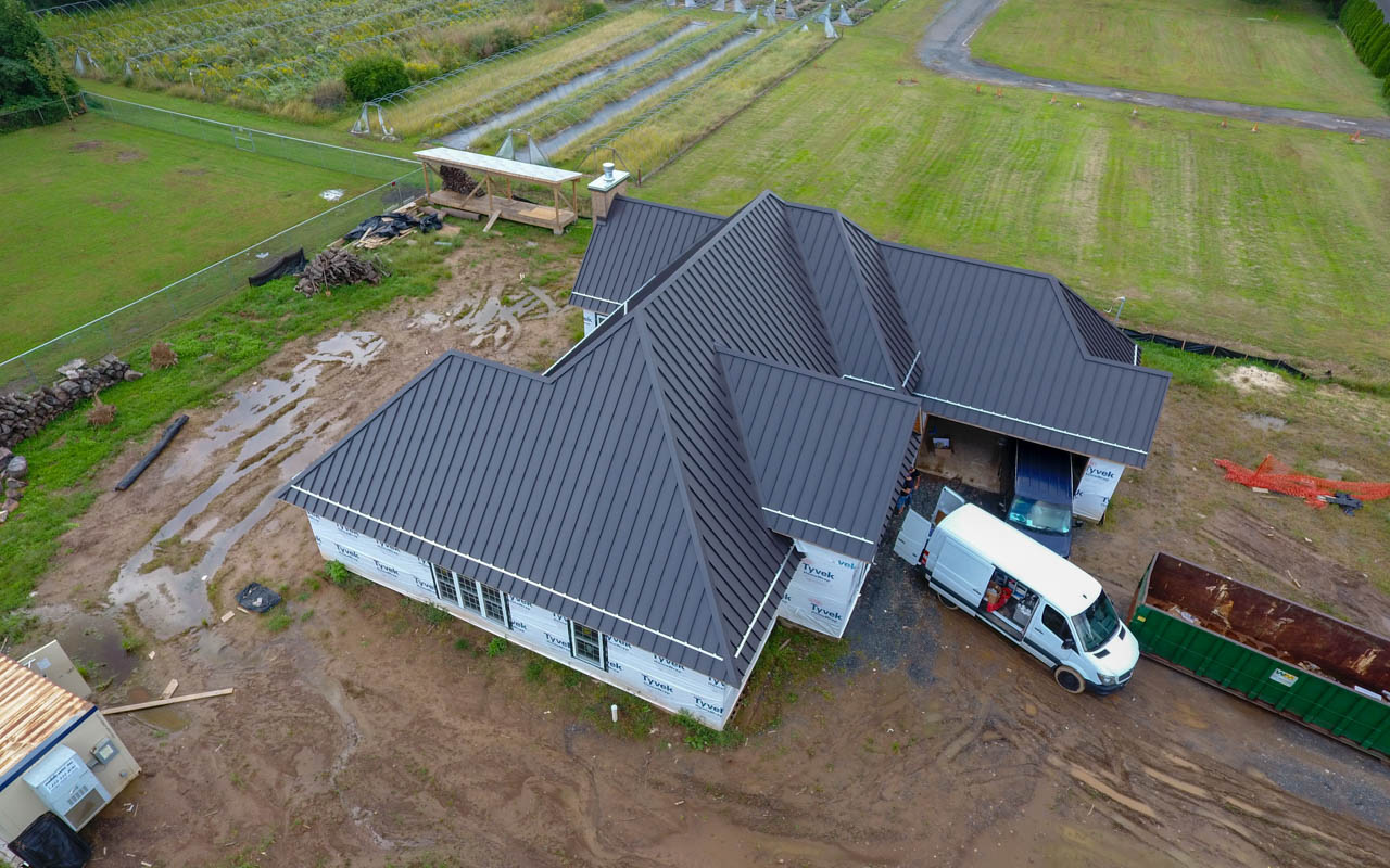 New Construction Residential Charcoal Grey Metal Roof